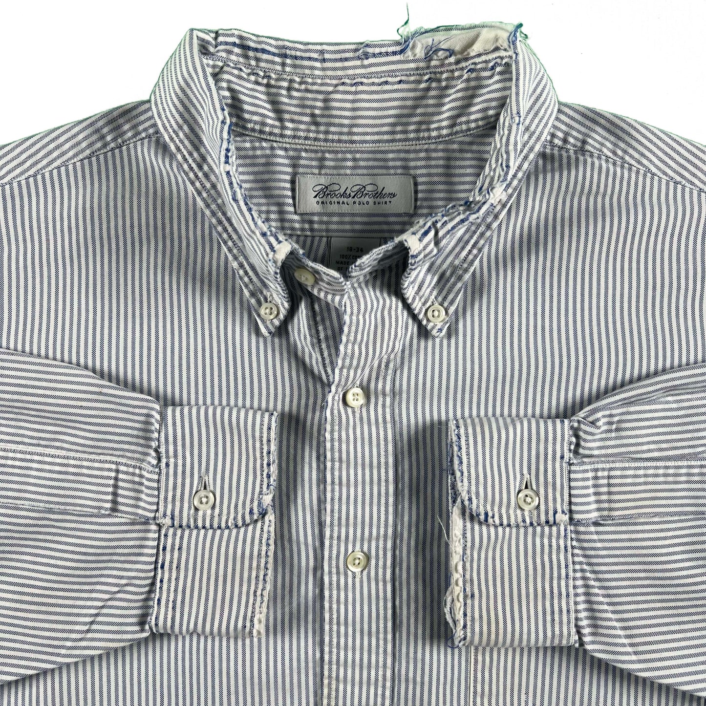 90s Perfectly Worn Brooks Brothers Seersucker Oxford Shirt- XXL