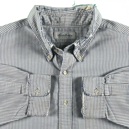 90s Perfectly Worn Brooks Brothers Seersucker Oxford Shirt- XXL