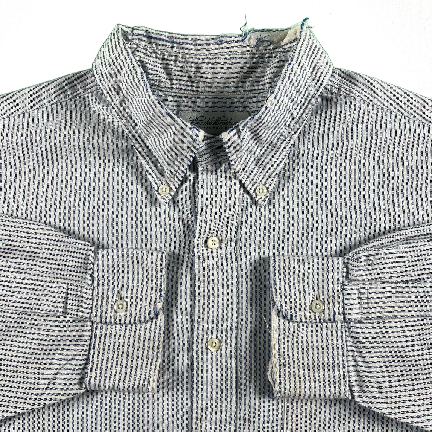 90s Perfectly Worn Brooks Brothers Seersucker Oxford Shirt- XXL