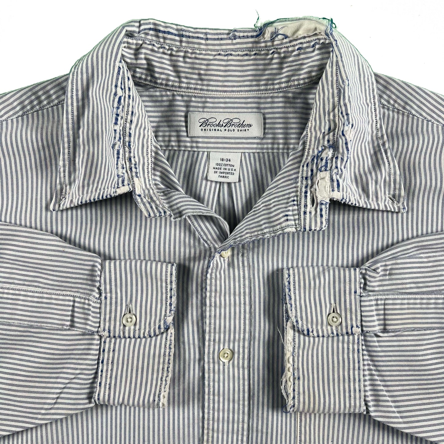 90s Perfectly Worn Brooks Brothers Seersucker Oxford Shirt- XXL