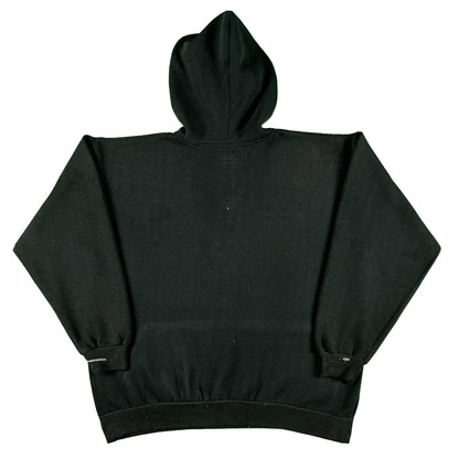 90s Black Henley Dog Charm Hoodie- L
