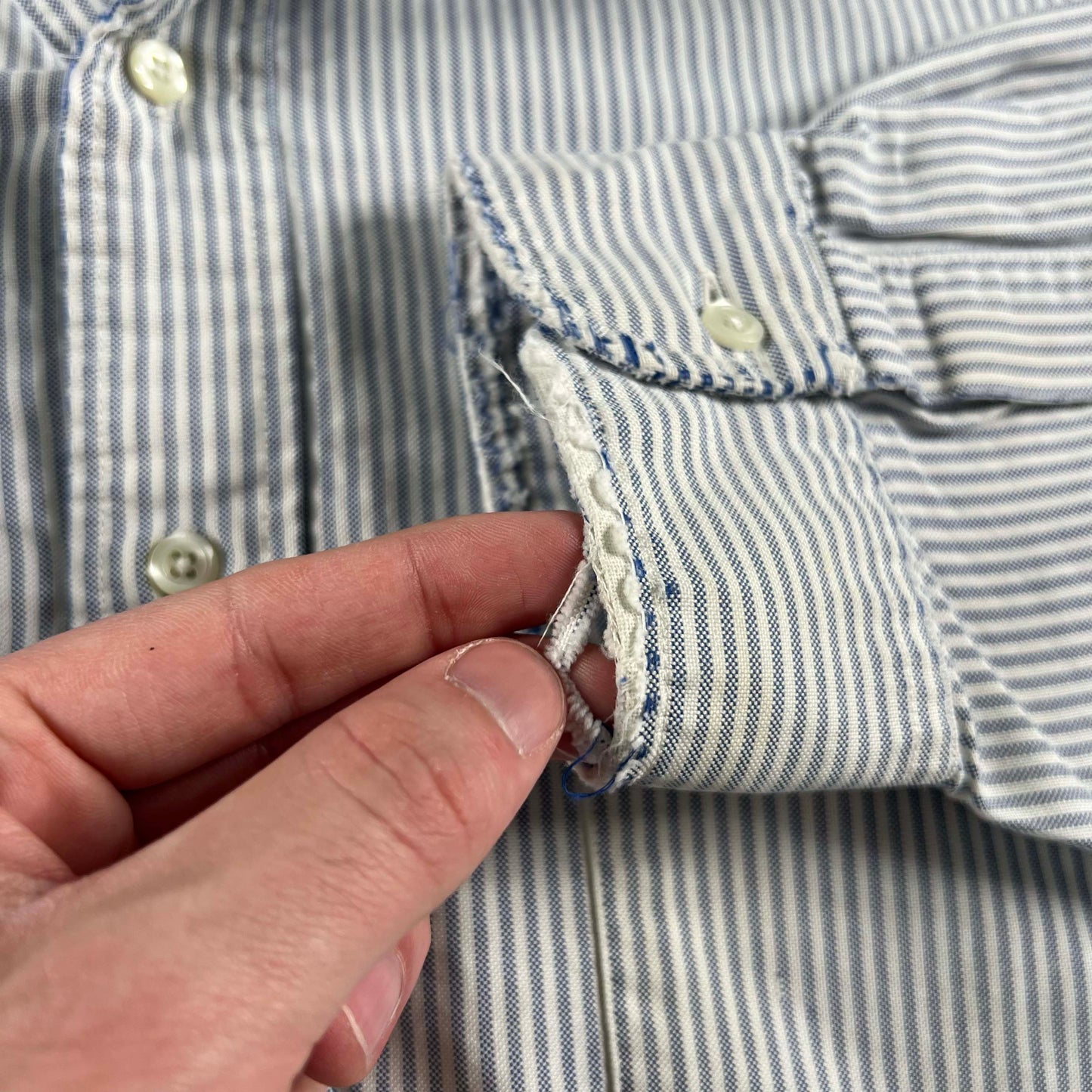 90s Perfectly Worn Brooks Brothers Seersucker Oxford Shirt- XXL
