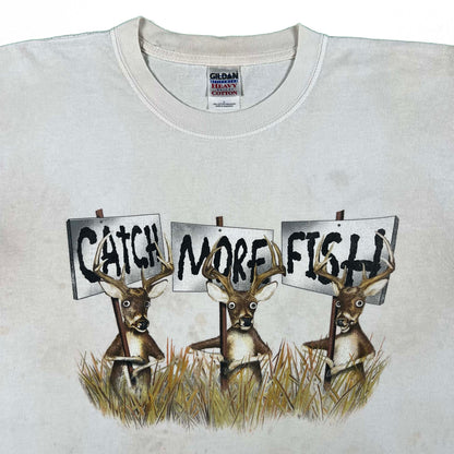 00s Catch More Fish Deer Tee- L