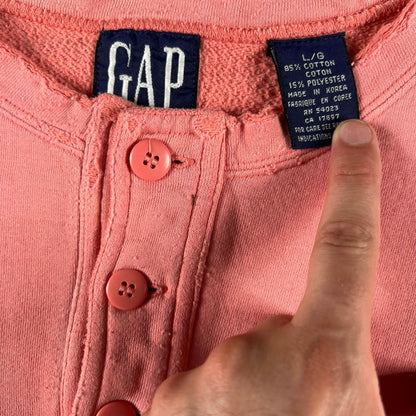 90s Perfectly Worn Gap Henley Sweatshirt- L