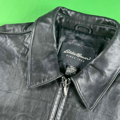 00s Eddie Bauer Black Lamb Leather Jacket- L