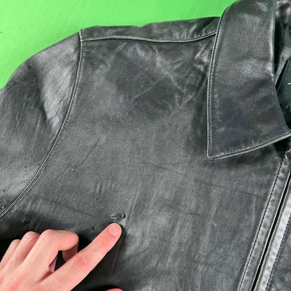 00s Eddie Bauer Black Lamb Leather Jacket- L