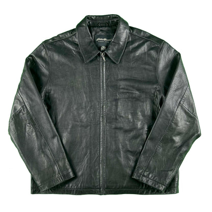 00s Eddie Bauer Black Lamb Leather Jacket- L