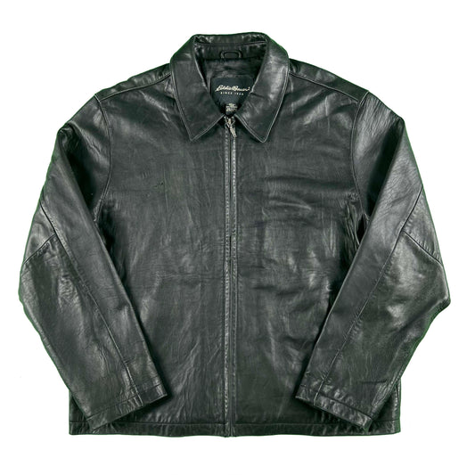 00s Eddie Bauer Black Lamb Leather Jacket- L