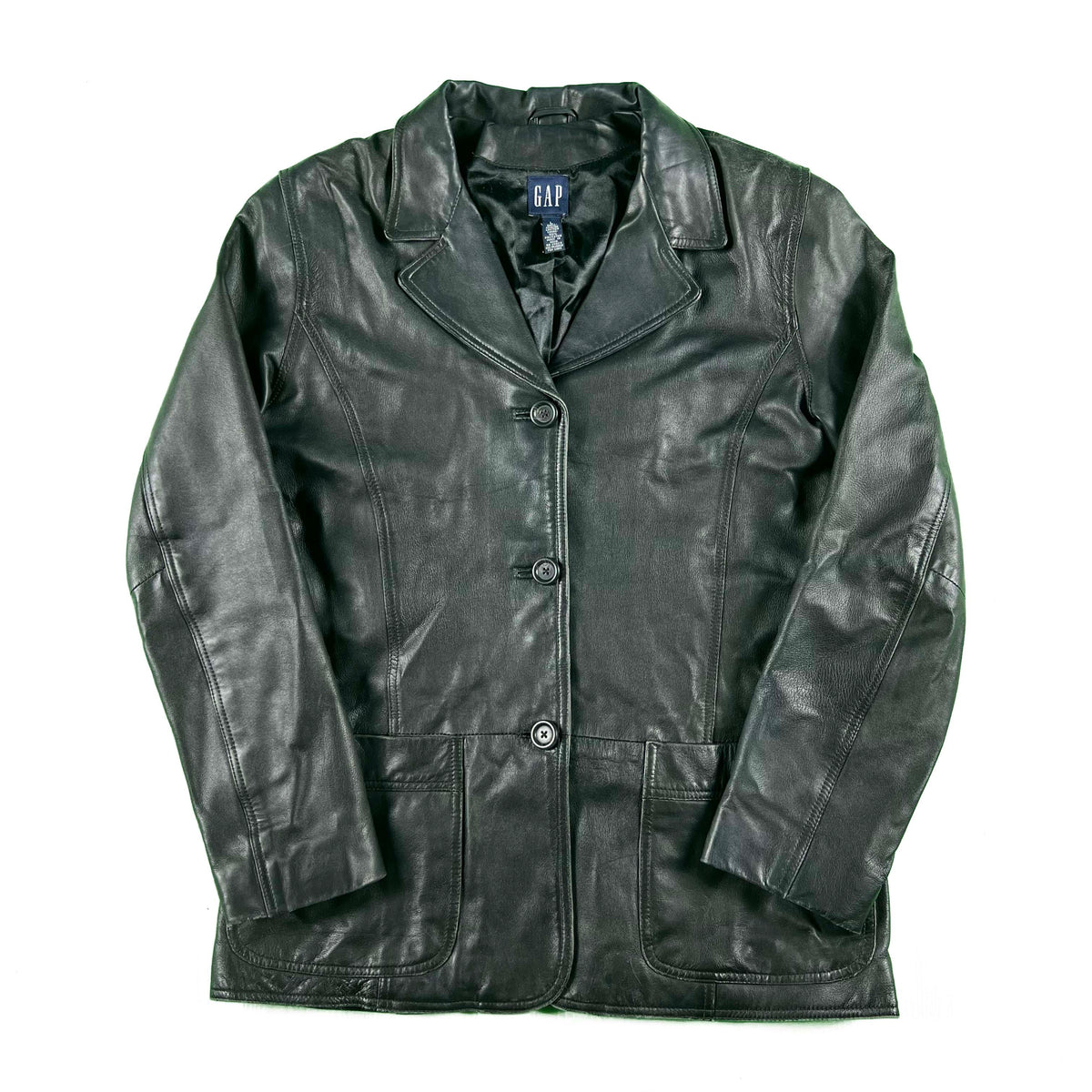 00s Gap Black Leather Blazer- S