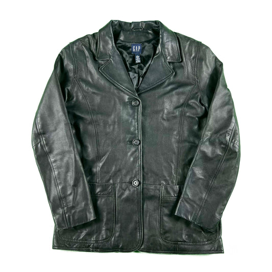 00s Gap Black Leather Blazer- S