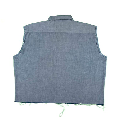 Cropped Sleeveless Dickies Chambray Work Shirt- XL