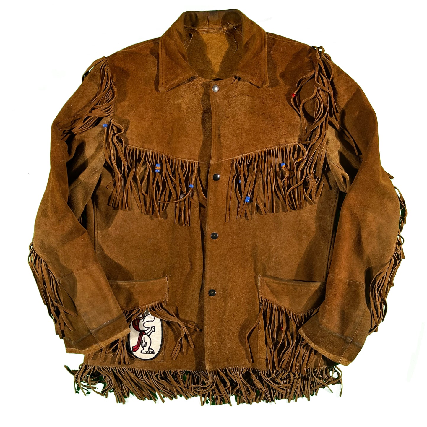 60s Snoopy Fringe Leather Jacket- L