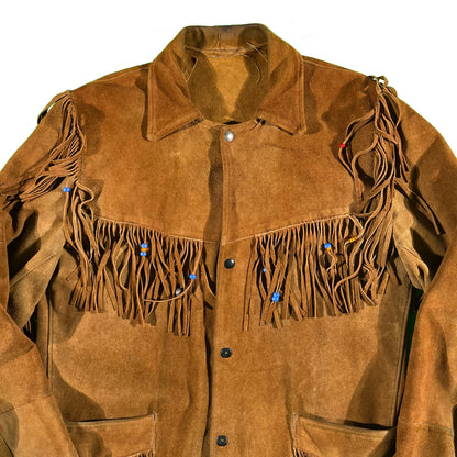 60s Snoopy Fringe Leather Jacket- L