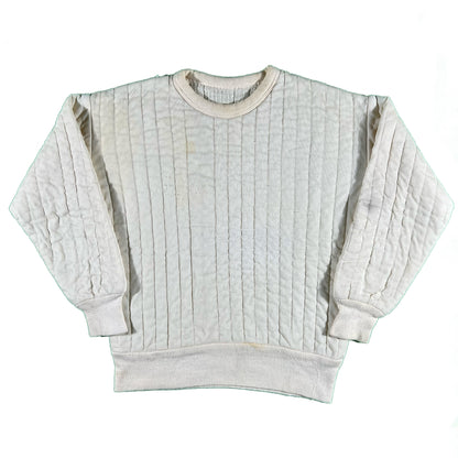 70s Cream Quilted Sweatshirt- M