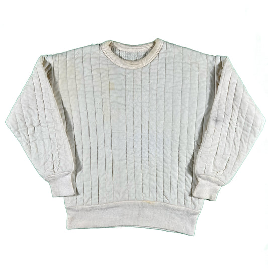 70s Cream Quilted Sweatshirt- M