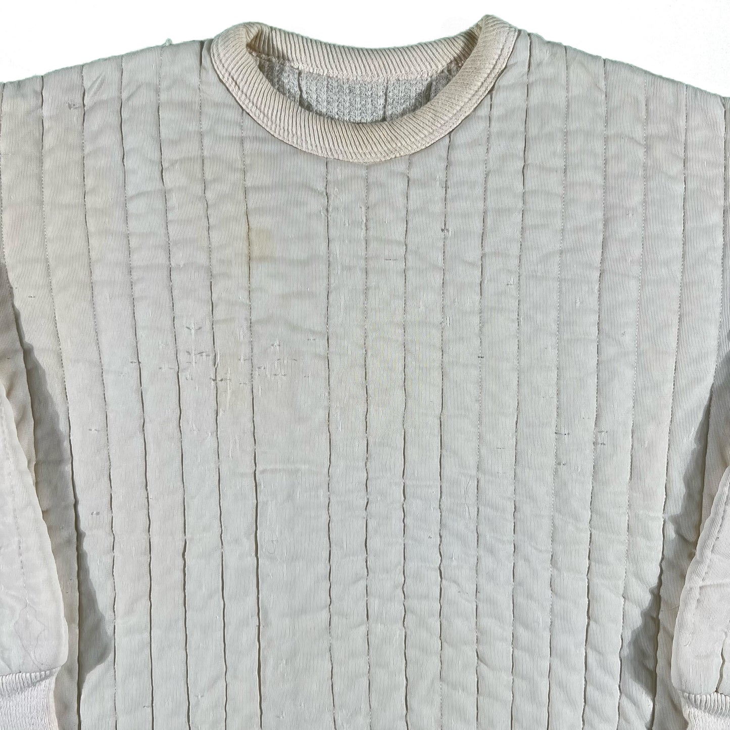 70s Cream Quilted Sweatshirt- M