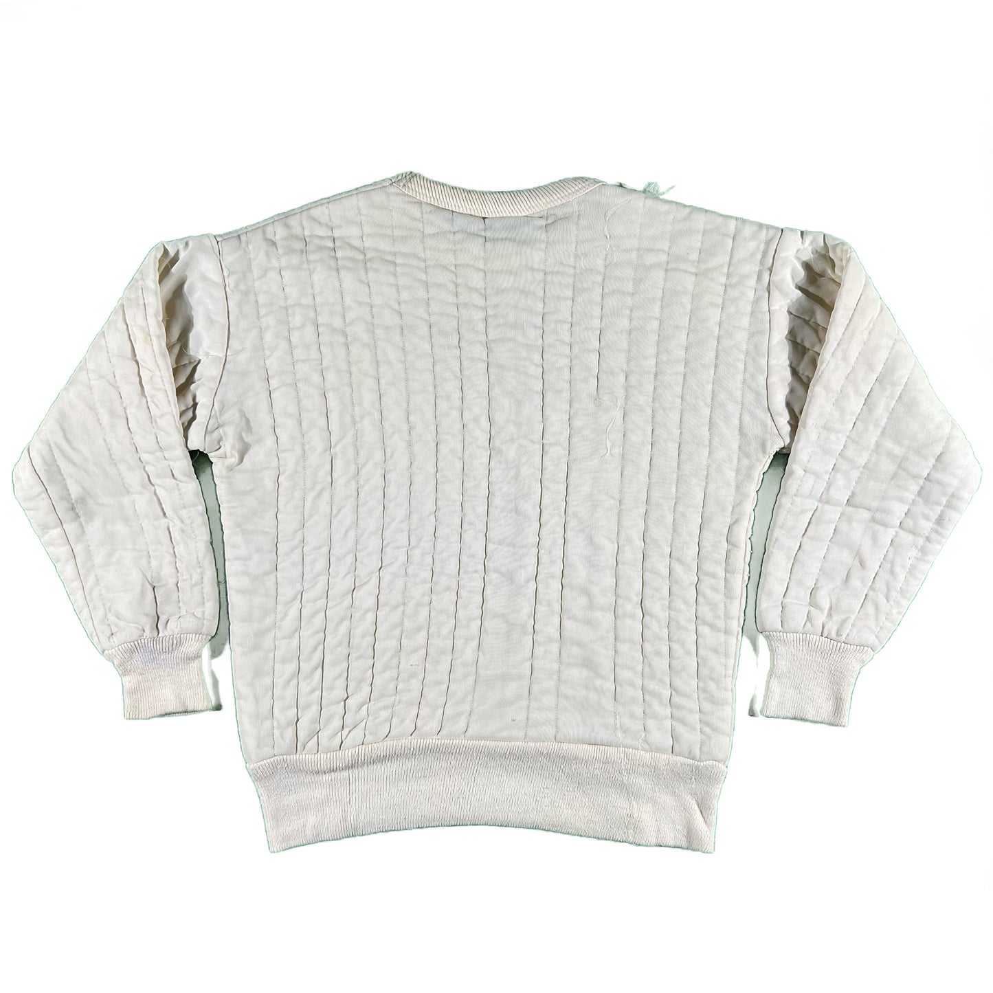 70s Cream Quilted Sweatshirt- M