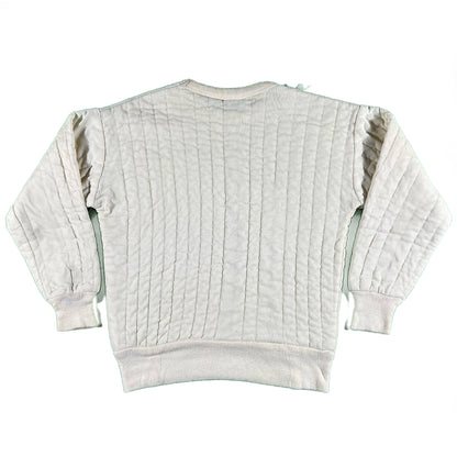 70s Cream Quilted Sweatshirt- M