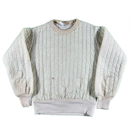 70s Cream Quilted Sweatshirt- S