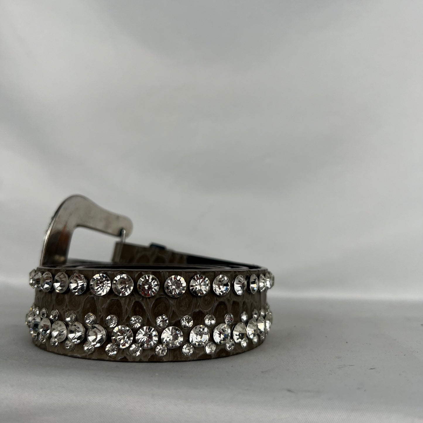 00s 'Diamond' Rhinestone Studded Leather Belt- 26"-30"