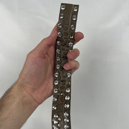 00s 'Diamond' Rhinestone Studded Leather Belt- 26"-30"