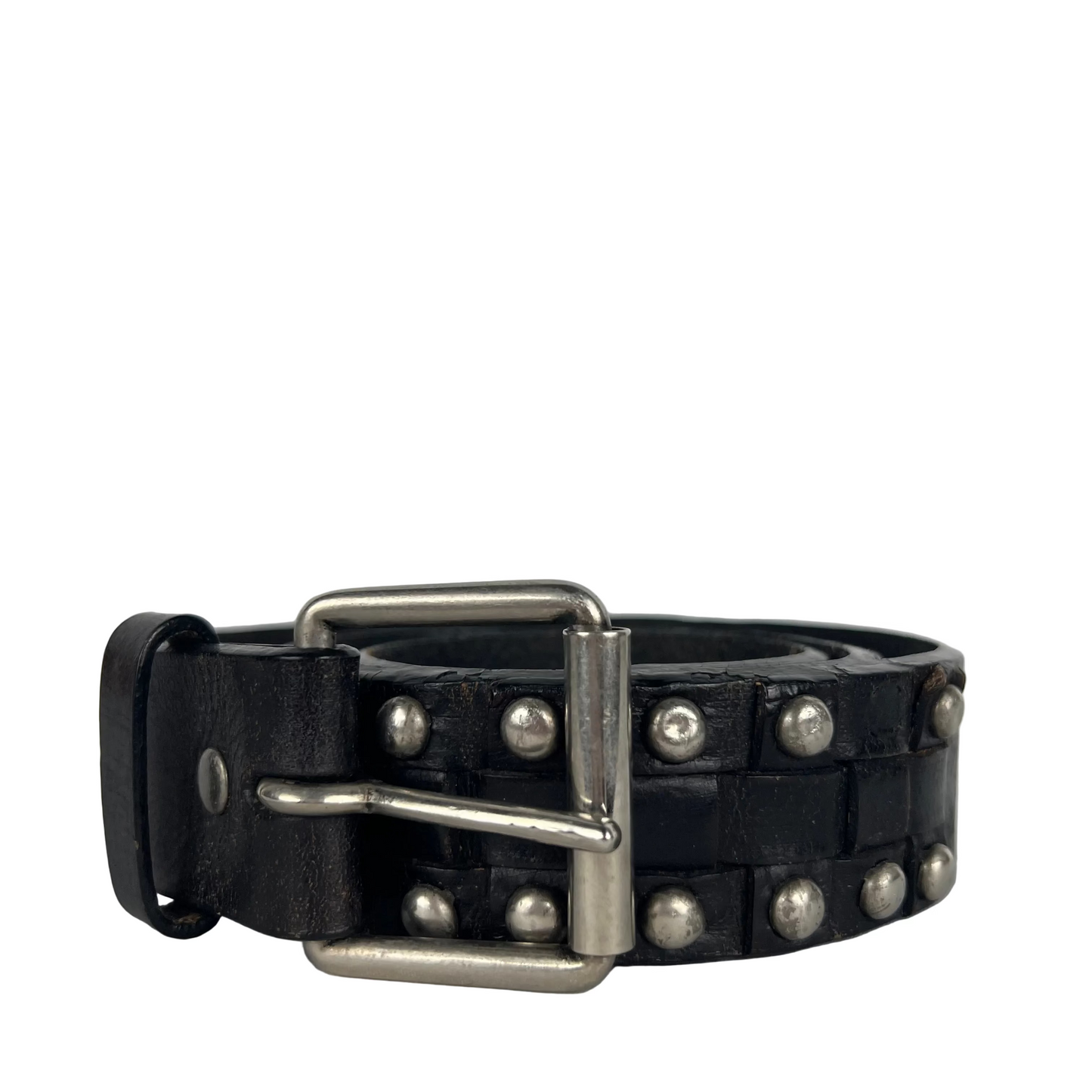00s Studded Black Leather Belt- 28"-32"