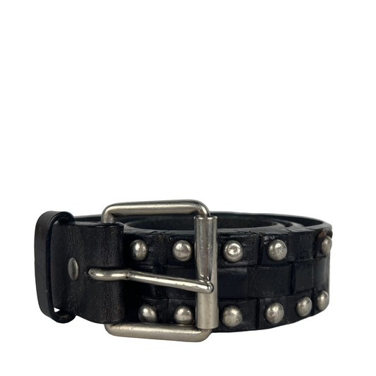 00s Studded Black Leather Belt- 28"-32"