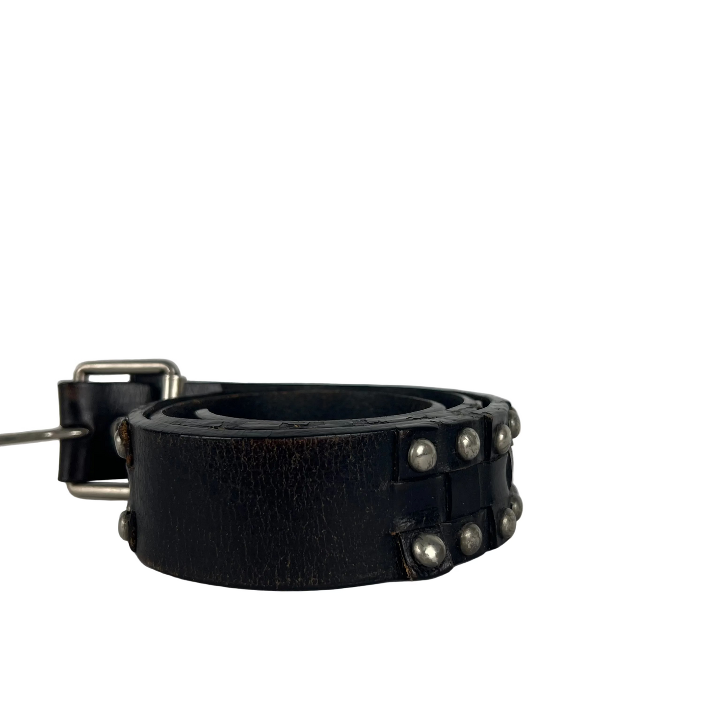 00s Studded Black Leather Belt- 28"-32"