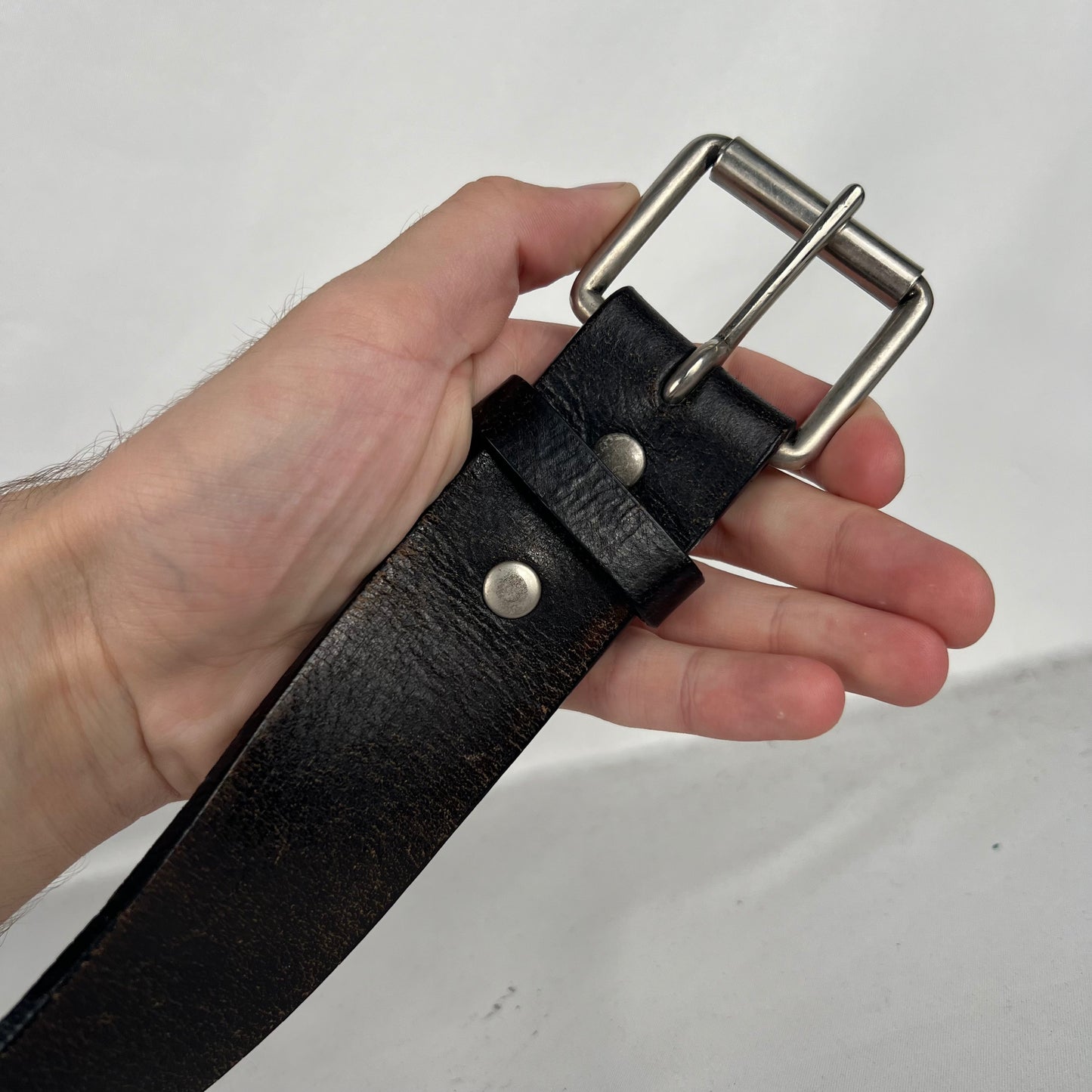 00s Studded Black Leather Belt- 28"-32"
