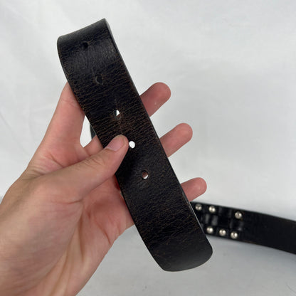 00s Studded Black Leather Belt- 28"-32"