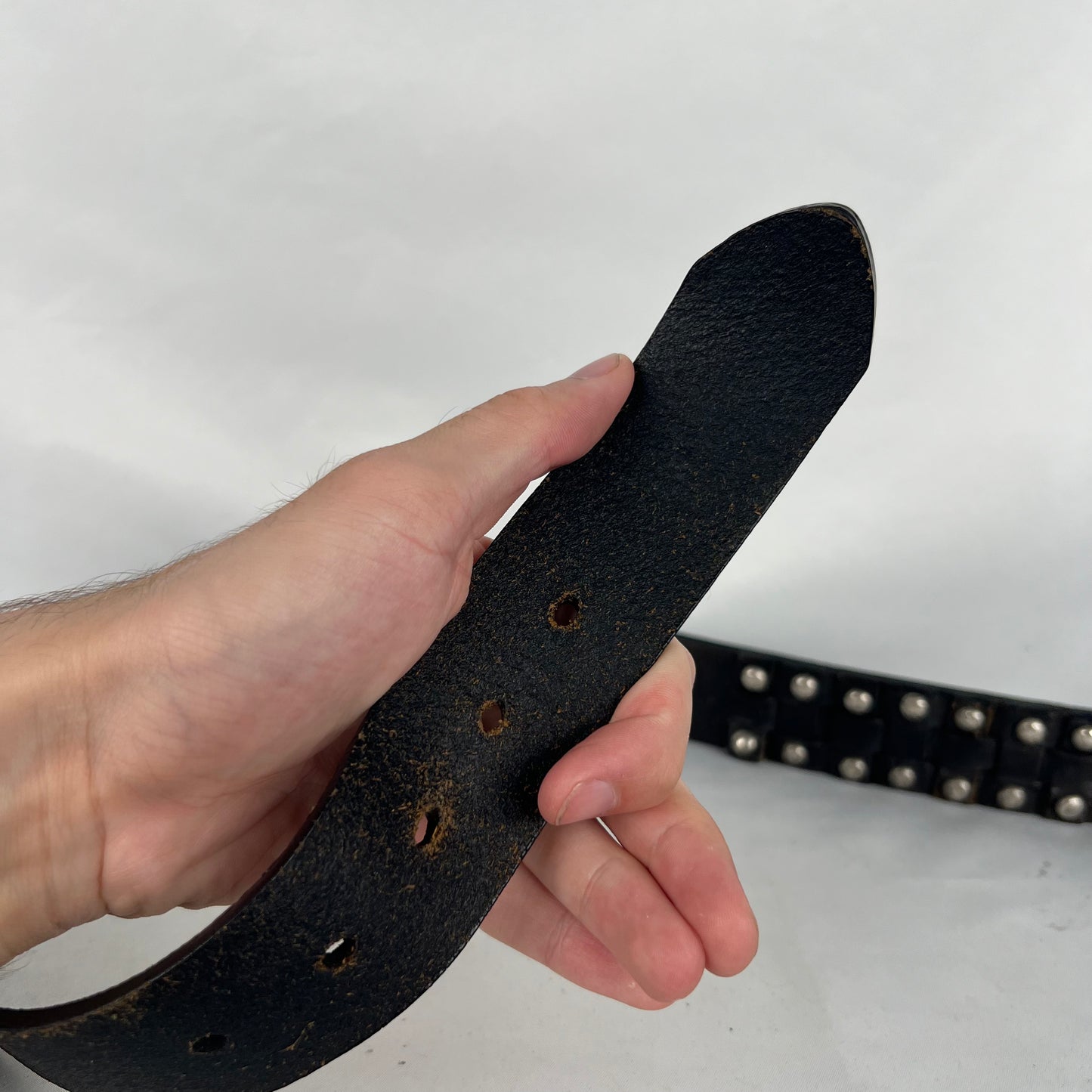 00s Studded Black Leather Belt- 28"-32"