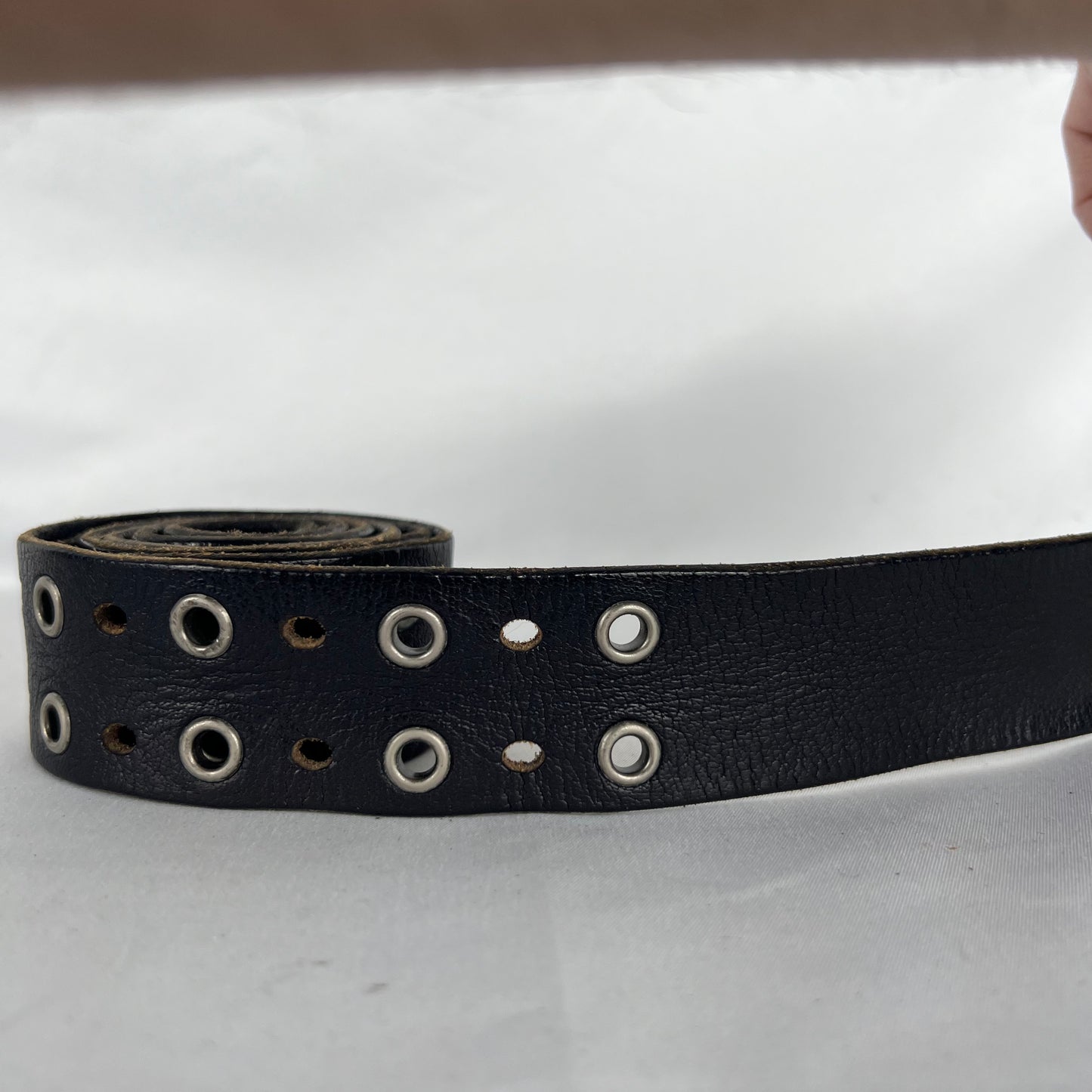 00s Express Riveted Black Leather Belt- 32"-36"