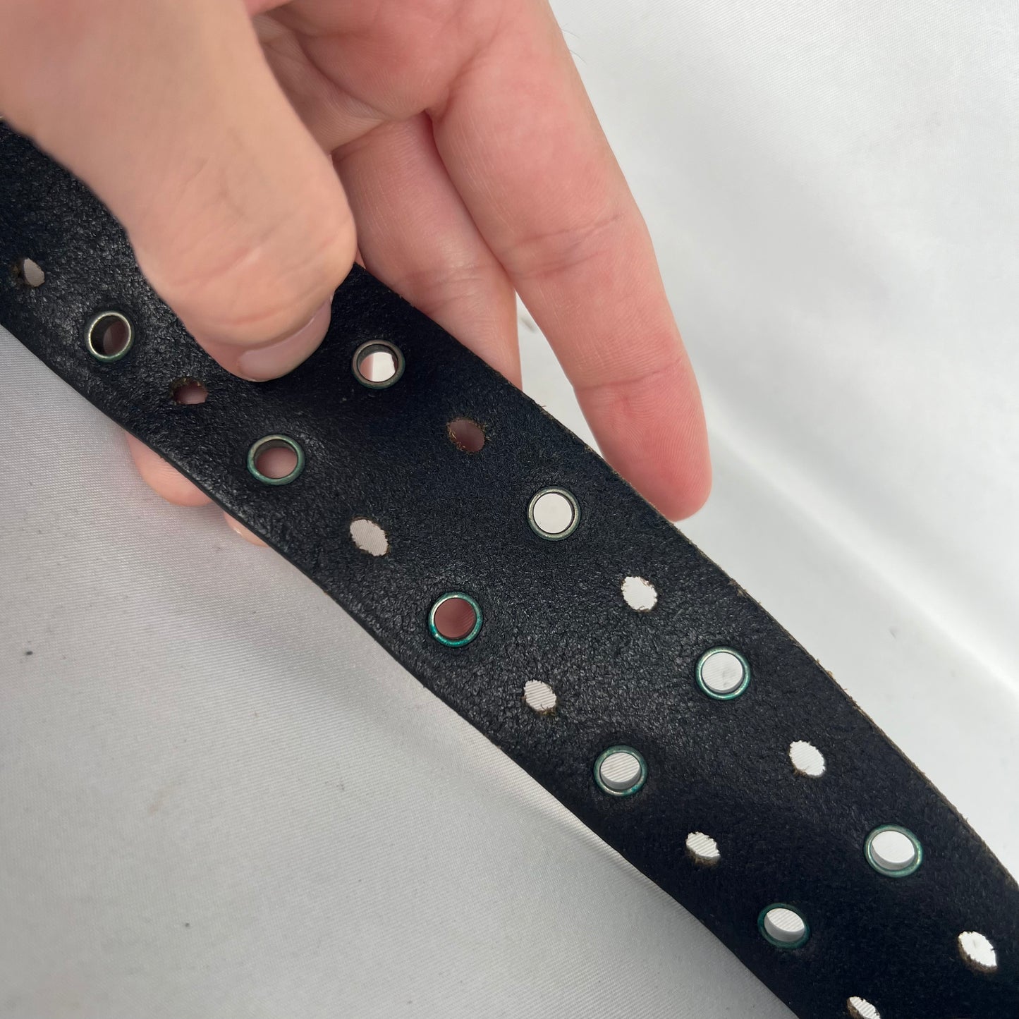 00s Express Riveted Black Leather Belt- 32"-36"