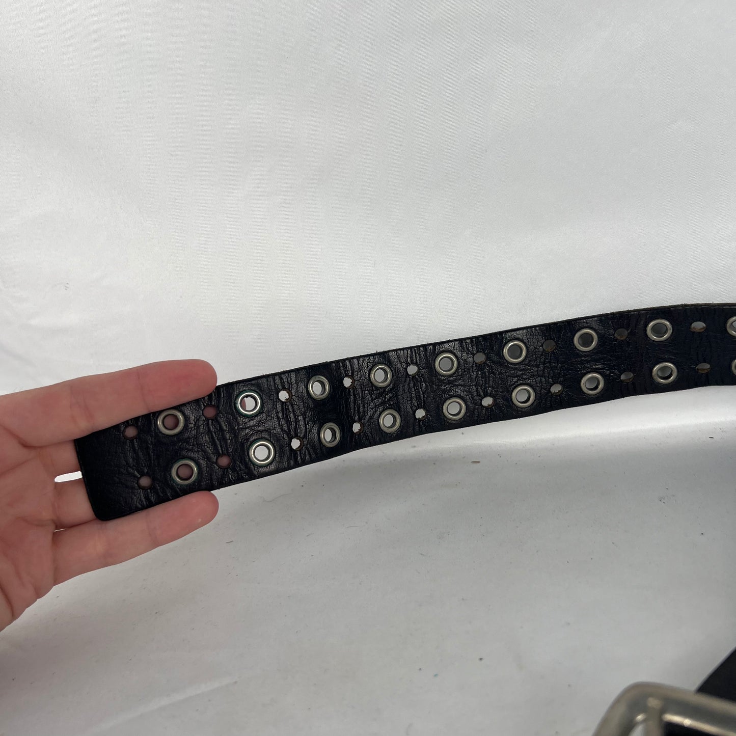 00s Express Riveted Black Leather Belt- 32"-36"