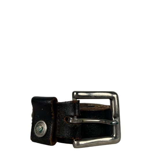 90s Soft Black Leather Belt- 36"-40"