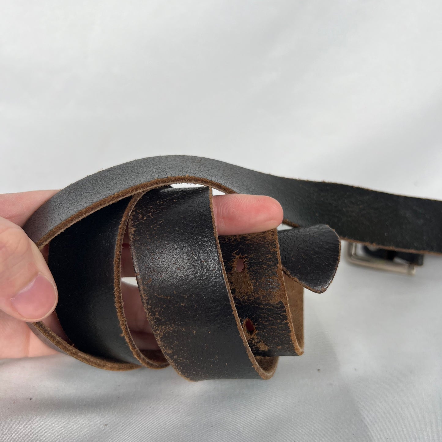 90s Soft Black Leather Belt- 36"-40"