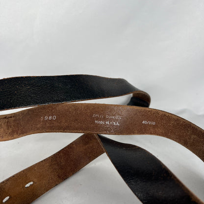 90s Soft Black Leather Belt- 36"-40"