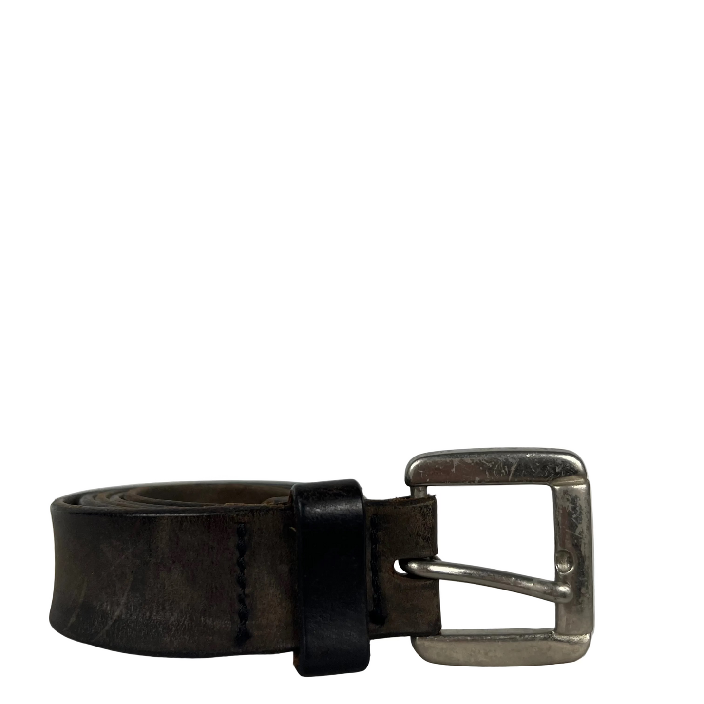 90s Patina Black Leather Belt- L