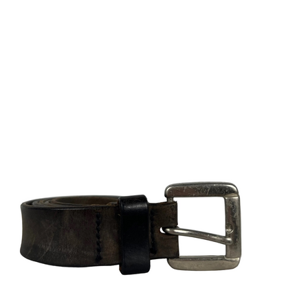 90s Patina Black Leather Belt- L