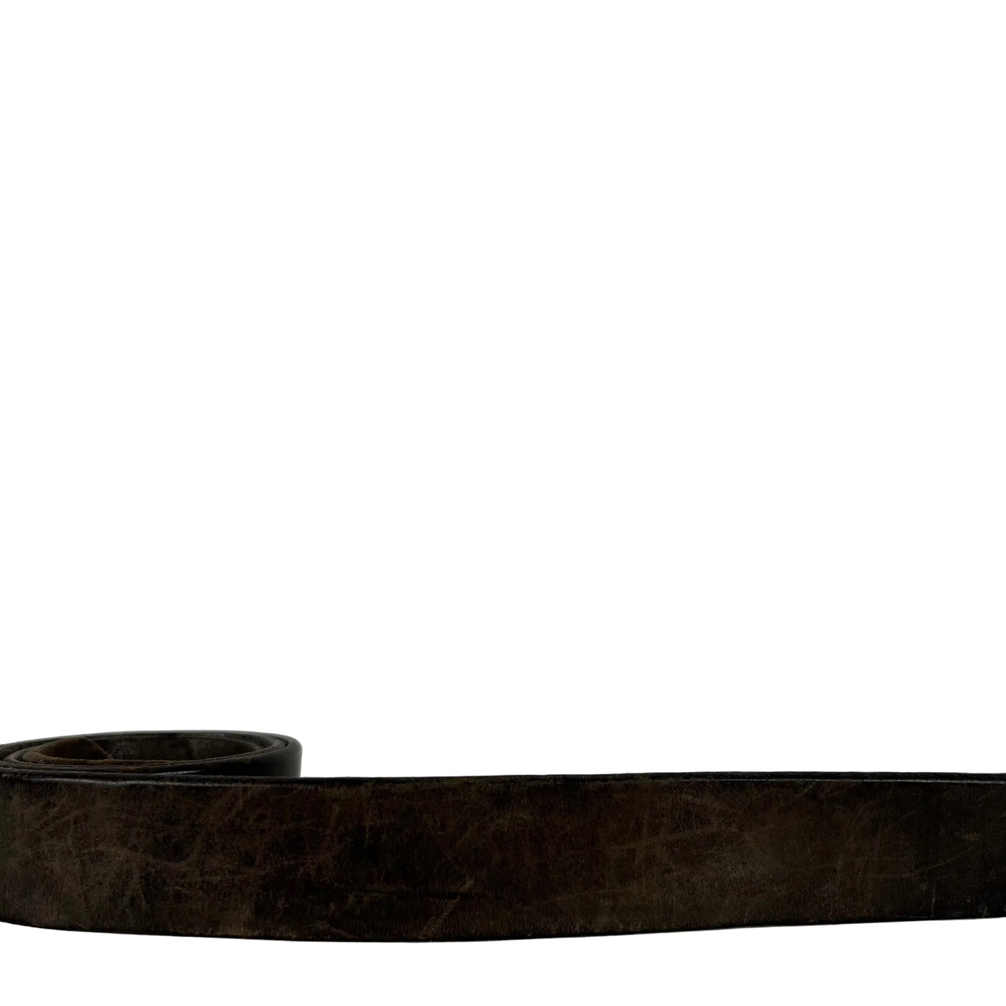90s Patina Black Leather Belt- L