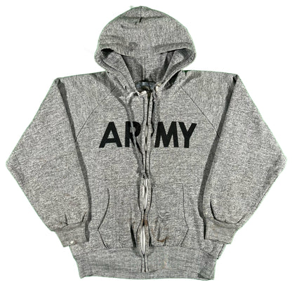 80s Army Waffle Lined Zip Up Hoodie- S