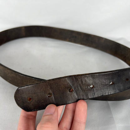 90s Patina Black Leather Belt- L