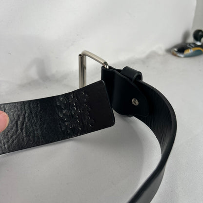 Studded Black Leather Belt- 32"-36"