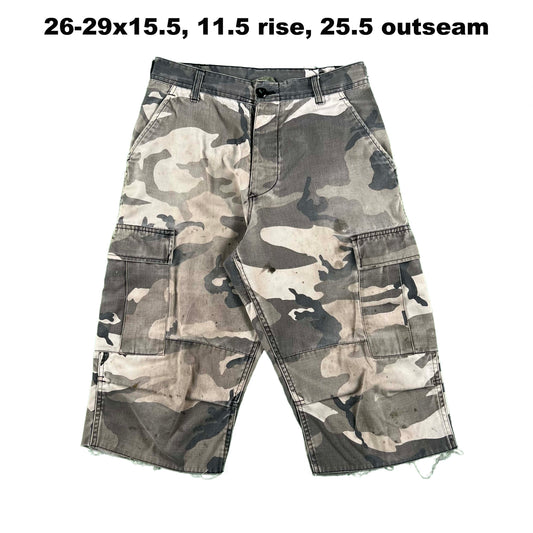 Vintage Chopped & Baggy Army Camo Cargo Shorts- SELECT PAIR