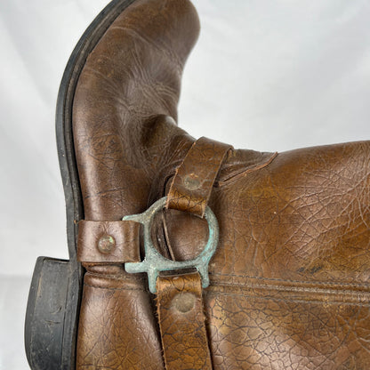70s Square Toe Leather Harness Boots- M's 11, W's 12.5
