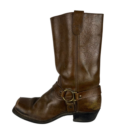 70s Square Toe Leather Harness Boots- M's 11, W's 12.5