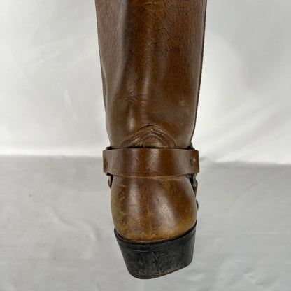 70s Square Toe Leather Harness Boots- M's 11, W's 12.5