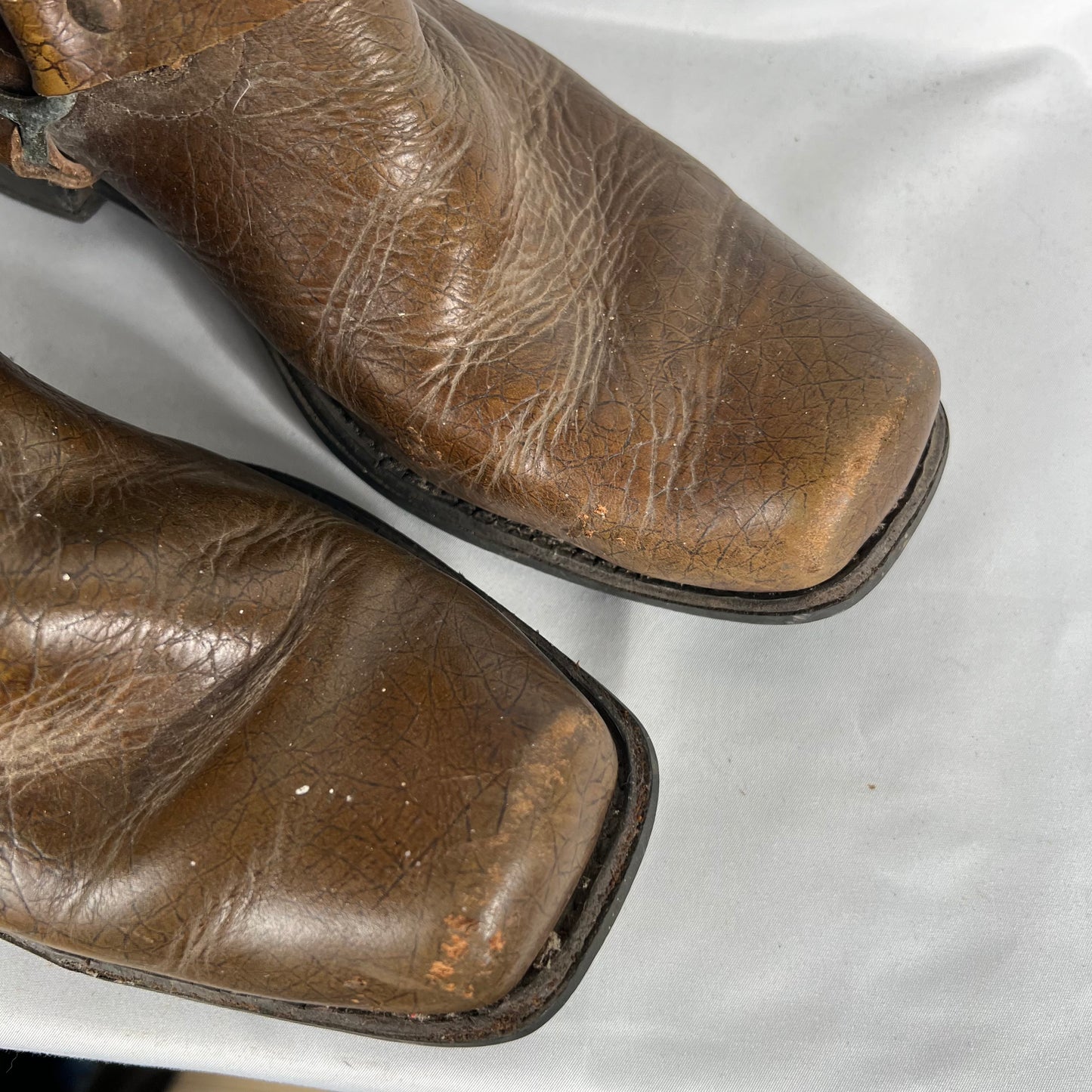 70s Square Toe Leather Harness Boots- M's 11, W's 12.5