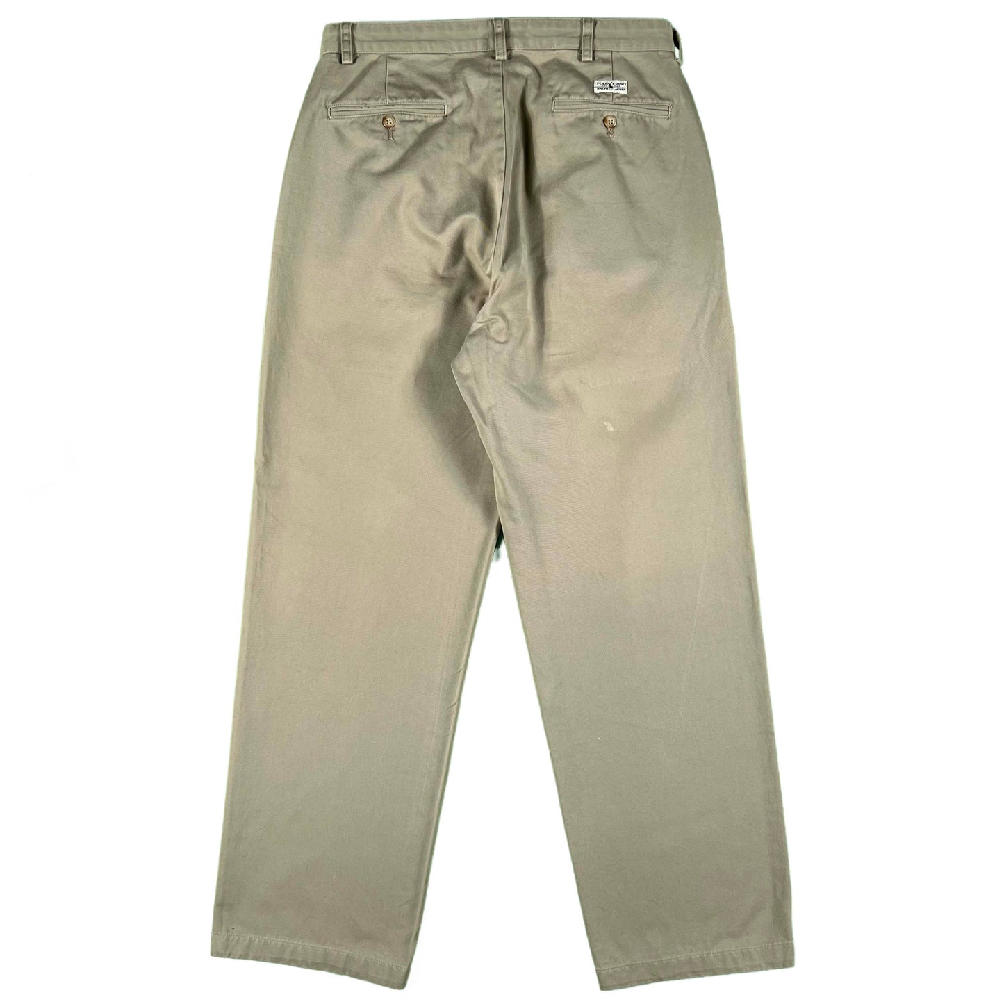 00s Polo RL Tan Pleated Cotton Chino Pants- 31x29.5