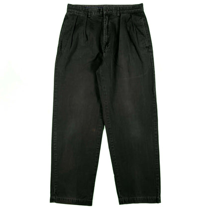 00s Polo RL Black Pleated Cotton Chino Pants- 31x29